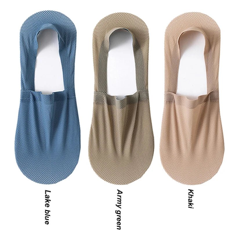 3 pares de meias na moda para o verão, tecido fino e invisível, meias respiráveis e macias para uso casual, sendo de alta qualidade e malha de ajuste elástico.