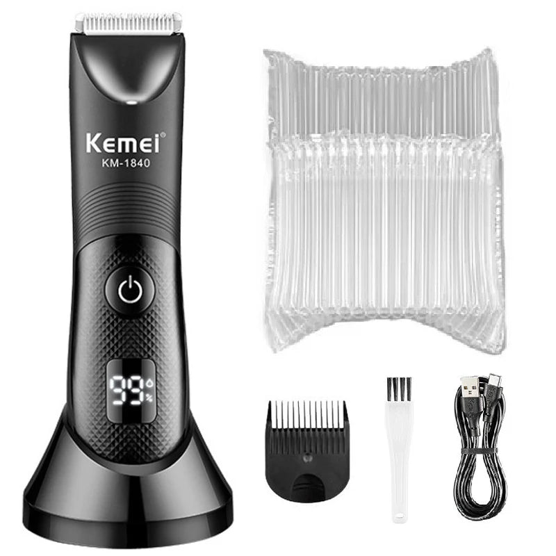 Kemei Groin Body Trimmer For Men And Women Shaver Electric Facial Beard Bikini Hair Trimmer Washable Pubic Ball Hair Remover
