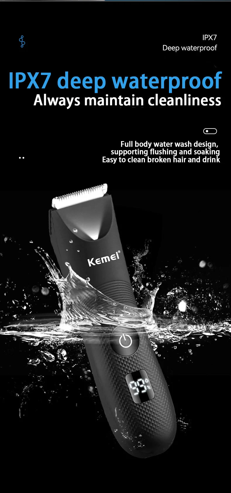 Kemei Groin Body Trimmer For Men And Women Shaver Electric Facial Beard Bikini Hair Trimmer Washable Pubic Ball Hair Remover