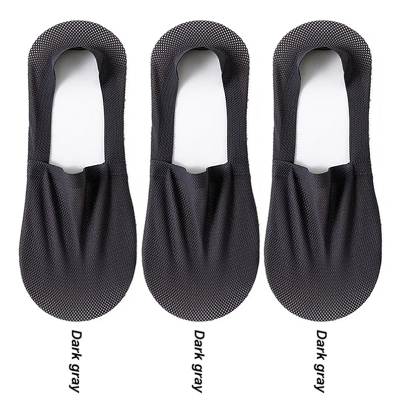 3 pares de meias na moda para o verão, tecido fino e invisível, meias respiráveis e macias para uso casual, sendo de alta qualidade e malha de ajuste elástico.