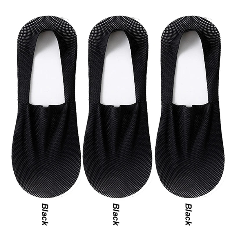 3 pares de meias na moda para o verão, tecido fino e invisível, meias respiráveis e macias para uso casual, sendo de alta qualidade e malha de ajuste elástico.