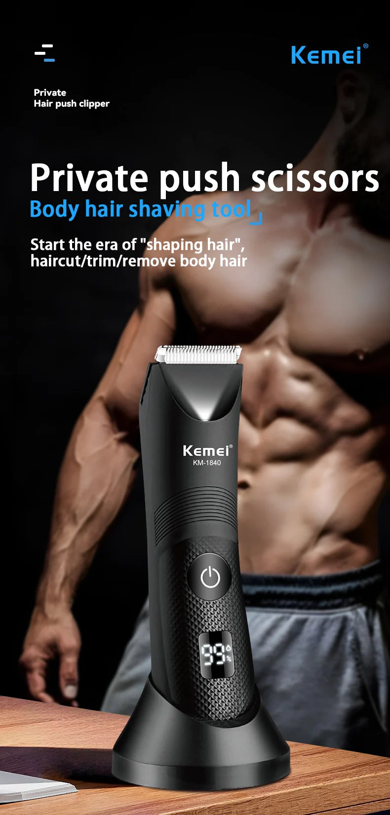 Kemei Groin Body Trimmer For Men And Women Shaver Electric Facial Beard Bikini Hair Trimmer Washable Pubic Ball Hair Remover
