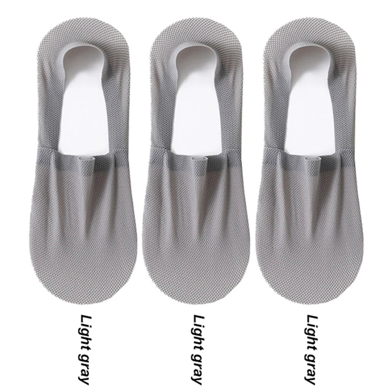 3 pares de meias na moda para o verão, tecido fino e invisível, meias respiráveis e macias para uso casual, sendo de alta qualidade e malha de ajuste elástico.