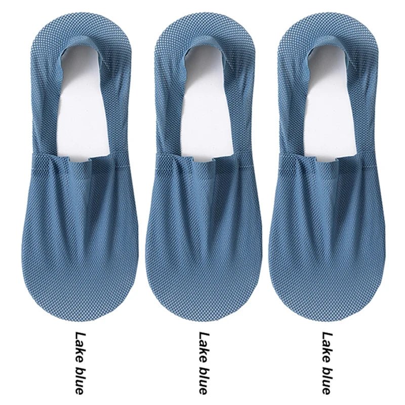 3 pares de meias na moda para o verão, tecido fino e invisível, meias respiráveis e macias para uso casual, sendo de alta qualidade e malha de ajuste elástico.