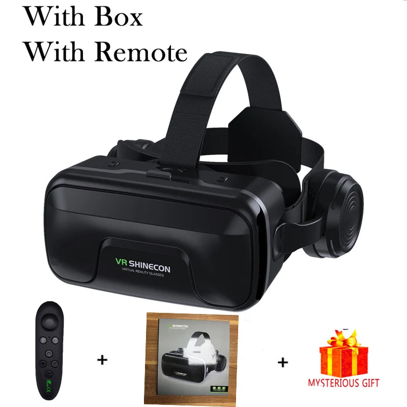 VR Shinecon 10.0 Capacete Óculos 3D Realidade Virtual Casque Para Smartphone Óculos de Proteção para Smartphones Fone de Ouvido Viar Videogame Binóculos