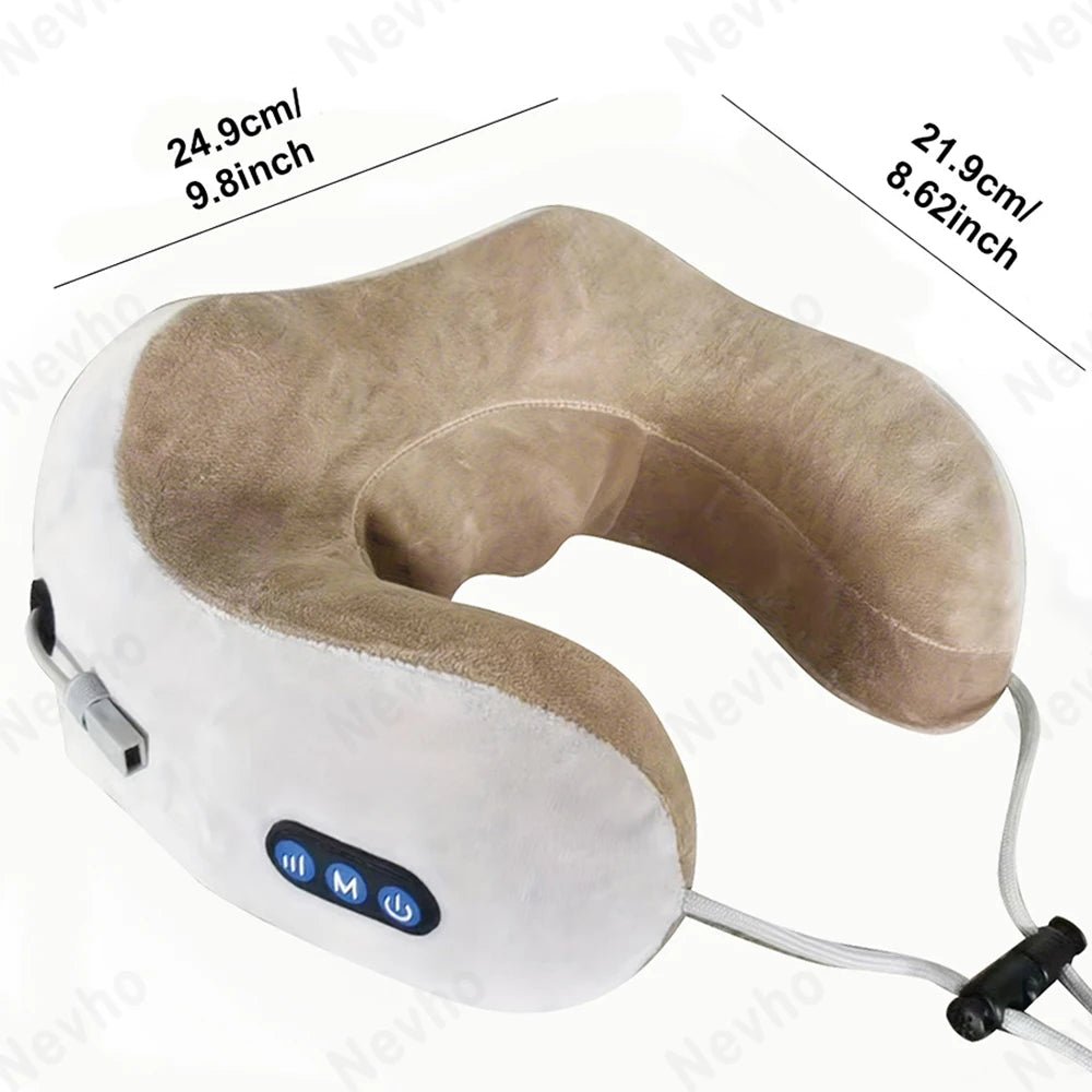Travesseiro elétrico de massagem para pescoço, massageador em forma de U, veludo macio e longo, espuma de memória durável, massagem relaxante.TJ-U1