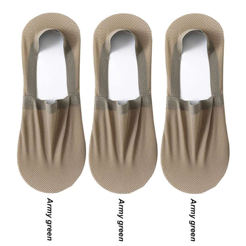 3 pares de meias na moda para o verão, tecido fino e invisível, meias respiráveis e macias para uso casual, sendo de alta qualidade e malha de ajuste elástico.