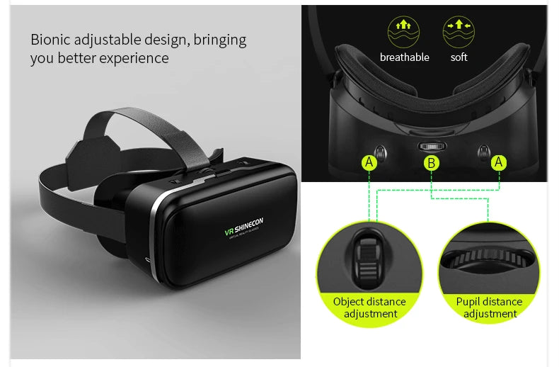VR Shinecon 10.0 Capacete Óculos 3D Realidade Virtual Casque Para Smartphone Óculos de Proteção para Smartphones Fone de Ouvido Viar Videogame Binóculos