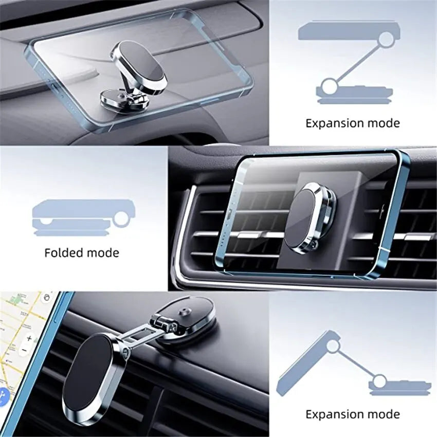 Suporte magnético para telefone de carro 1080 Suporte para smartphone GPS Suporte dobrável para telefone no carro para iPhone 14 13 12 11 Samsung Xiaomi