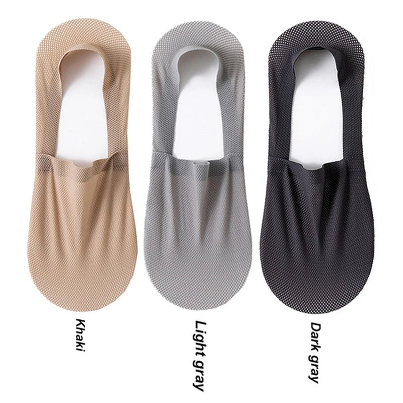 3 pares de meias na moda para o verão, tecido fino e invisível, meias respiráveis e macias para uso casual, sendo de alta qualidade e malha de ajuste elástico.