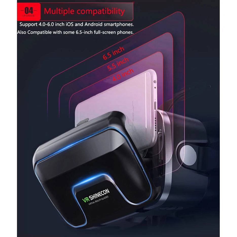 VR Shinecon 10.0 Capacete Óculos 3D Realidade Virtual Casque Para Smartphone Óculos de Proteção para Smartphones Fone de Ouvido Viar Videogame Binóculos