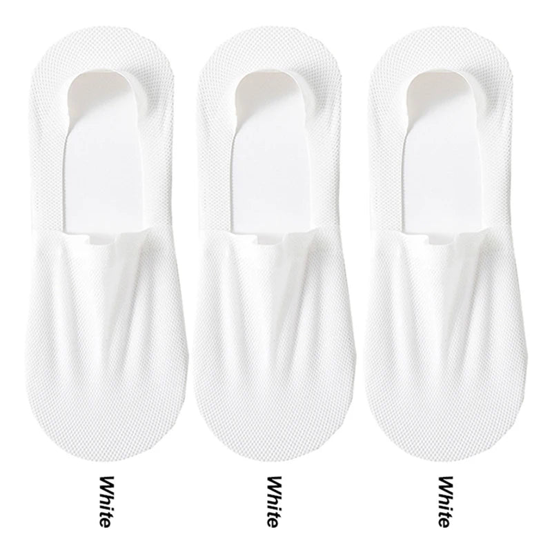 3 pares de meias na moda para o verão, tecido fino e invisível, meias respiráveis e macias para uso casual, sendo de alta qualidade e malha de ajuste elástico.