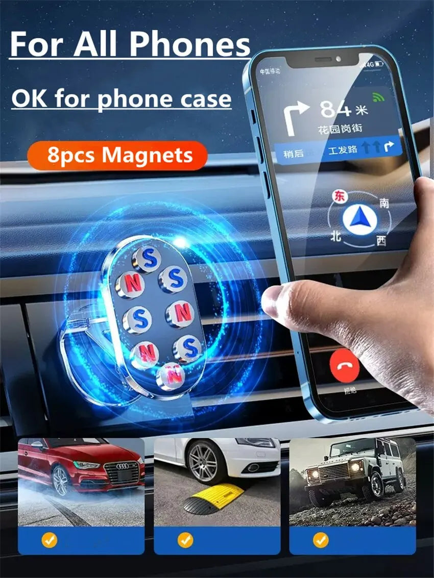 Suporte magnético para telefone de carro 1080 Suporte para smartphone GPS Suporte dobrável para telefone no carro para iPhone 14 13 12 11 Samsung Xiaomi