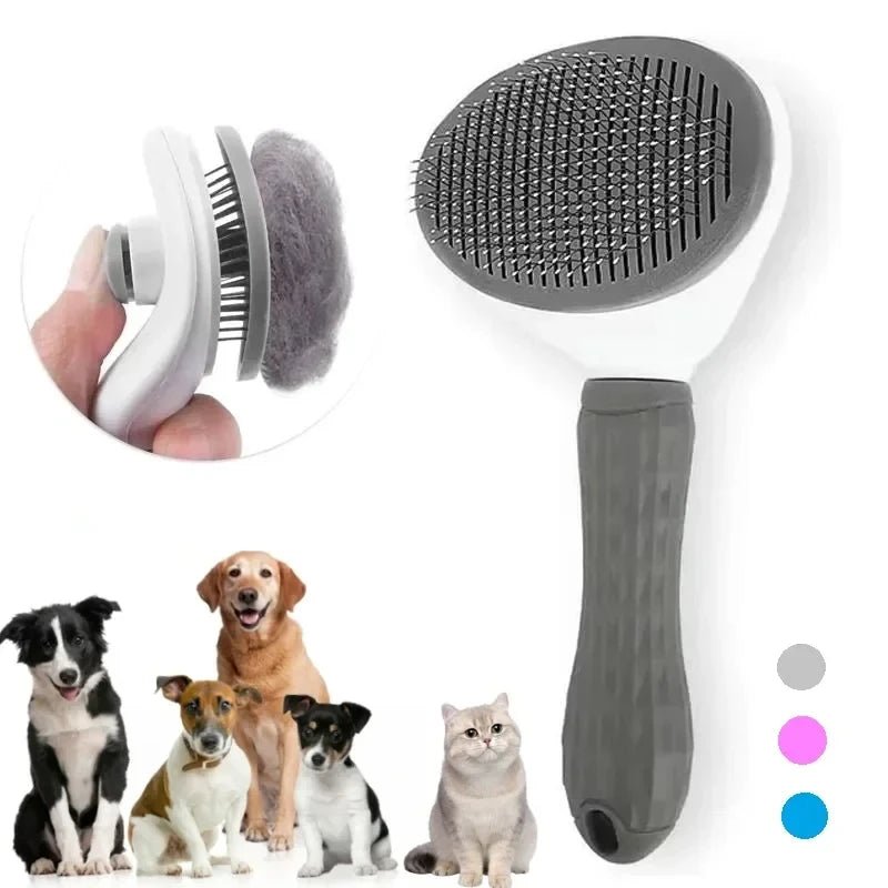Escova para cães e gatos, pente autolimpante, removedor de pelos de animais de estimação, ferramentas de higiene para cães e gatos, pente para desembaraçar animais de estimação, acessórios para cães