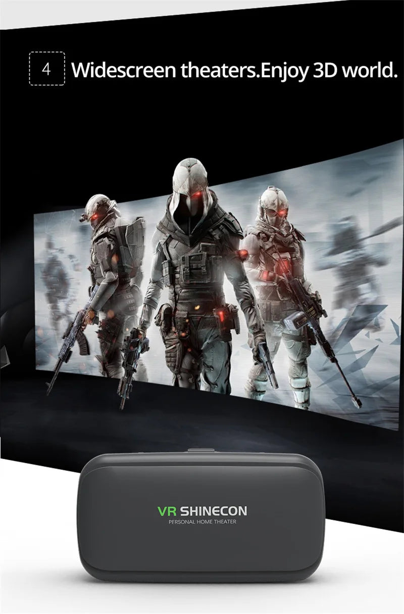 VR Shinecon 10.0 Capacete Óculos 3D Realidade Virtual Casque Para Smartphone Óculos de Proteção para Smartphones Fone de Ouvido Viar Videogame Binóculos