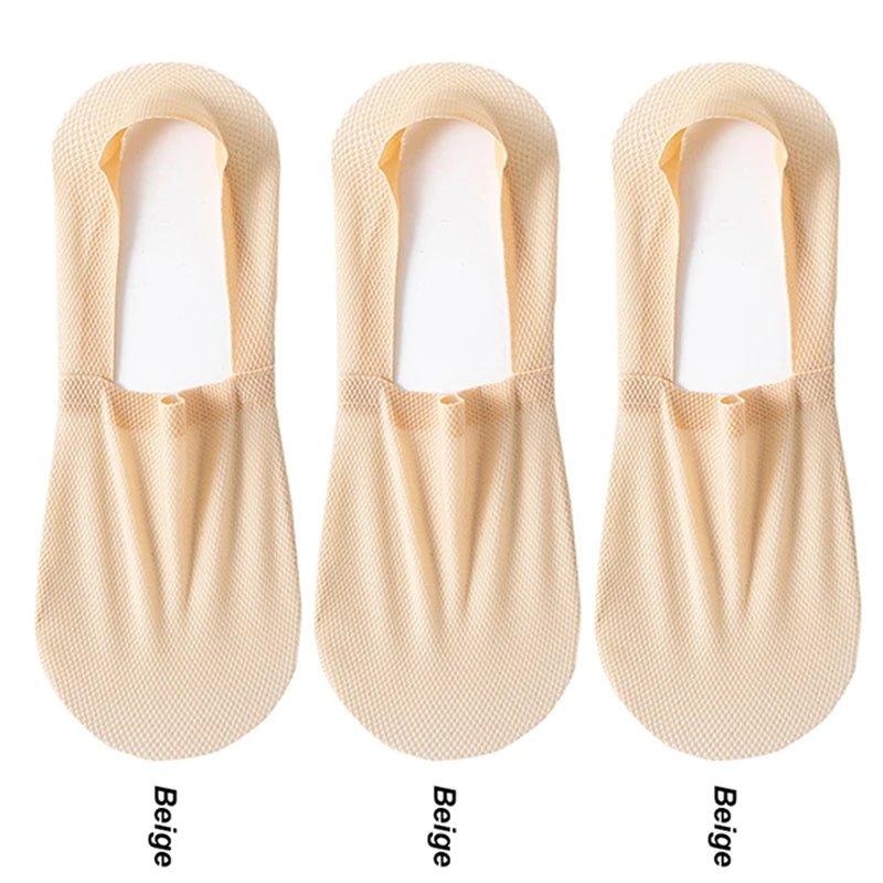 3 pares de meias na moda para o verão, tecido fino e invisível, meias respiráveis e macias para uso casual, sendo de alta qualidade e malha de ajuste elástico.