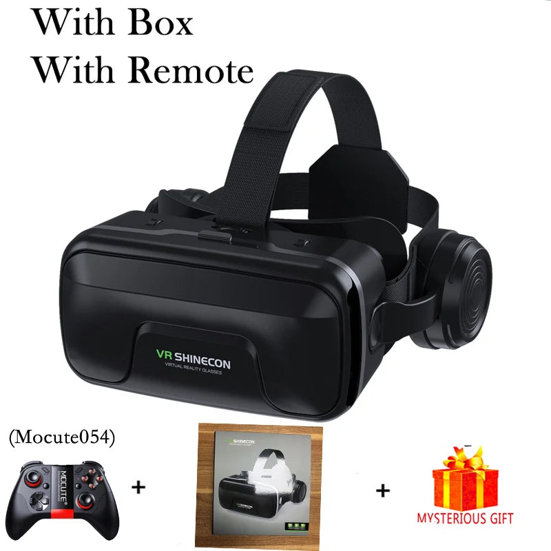 VR Shinecon 10.0 Capacete Óculos 3D Realidade Virtual Casque Para Smartphone Óculos de Proteção para Smartphones Fone de Ouvido Viar Videogame Binóculos