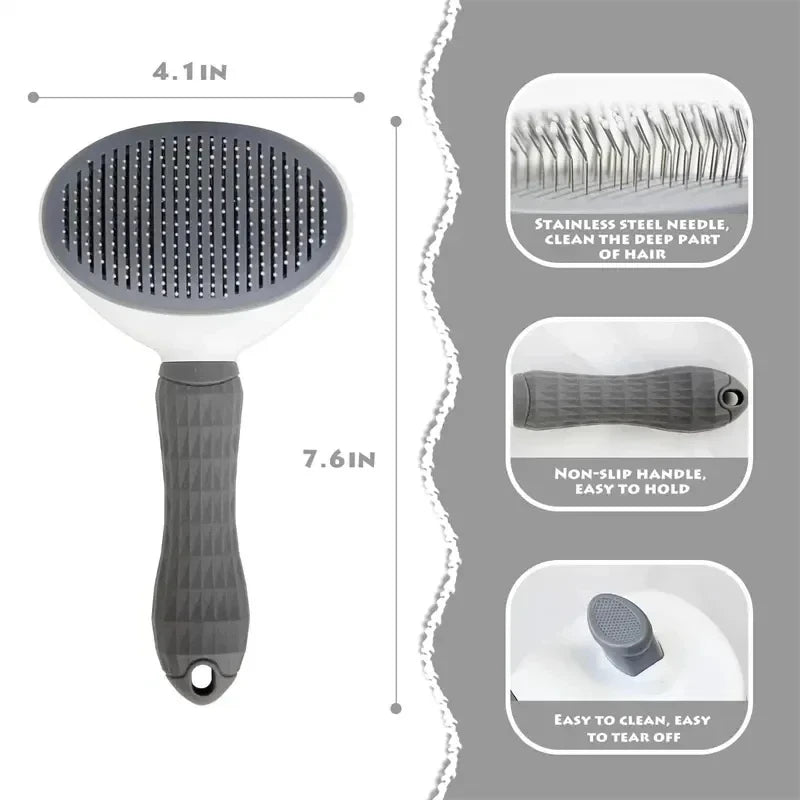 Escova para cães e gatos, pente autolimpante, removedor de pelos de animais de estimação, ferramentas de higiene para cães e gatos, pente para desembaraçar animais de estimação, acessórios para cães