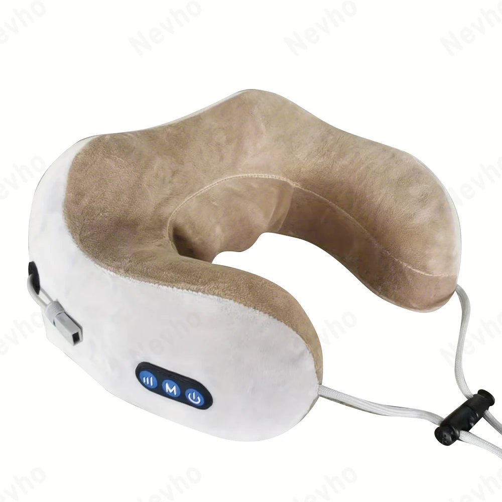 Travesseiro elétrico de massagem para pescoço, massageador em forma de U, veludo macio e longo, espuma de memória durável, massagem relaxante.TJ-U1