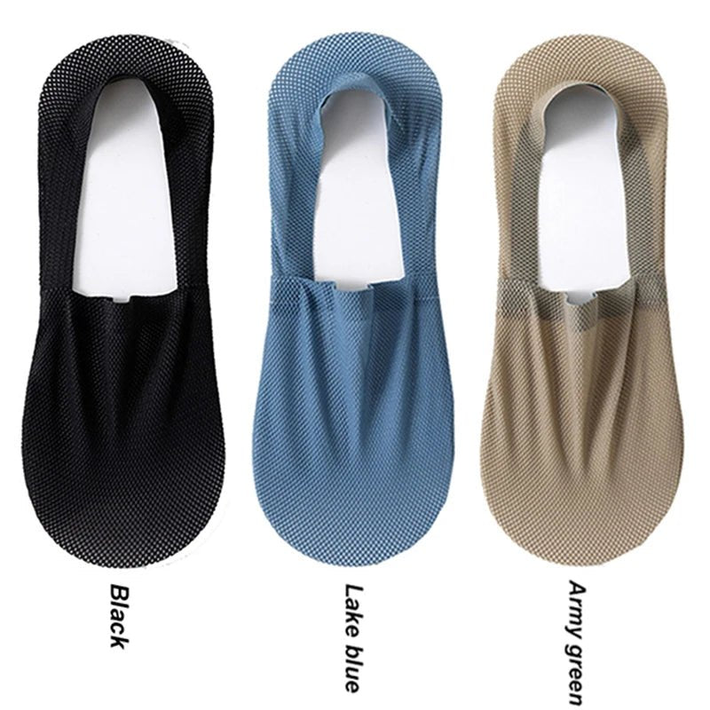 3 pares de meias na moda para o verão, tecido fino e invisível, meias respiráveis e macias para uso casual, sendo de alta qualidade e malha de ajuste elástico.