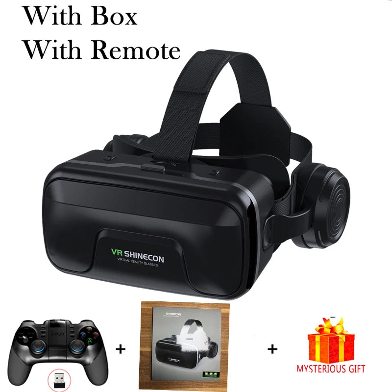 VR Shinecon 10.0 Capacete Óculos 3D Realidade Virtual Casque Para Smartphone Óculos de Proteção para Smartphones Fone de Ouvido Viar Videogame Binóculos
